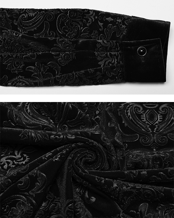 Chemise velours à brocart en relief Noire