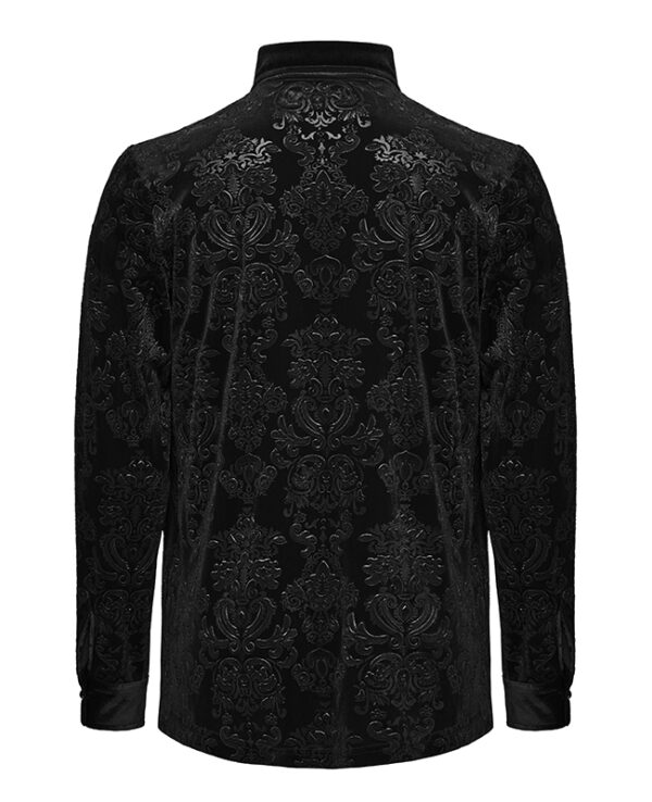 Chemise velours à brocart en relief Noire