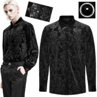 Chemise velours brocart gothique homme Punk Rave WY-1541-BK.