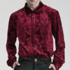 Chemise velours à brocart en relief Rouge