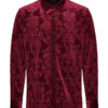 Chemise velours à brocart en relief Rouge