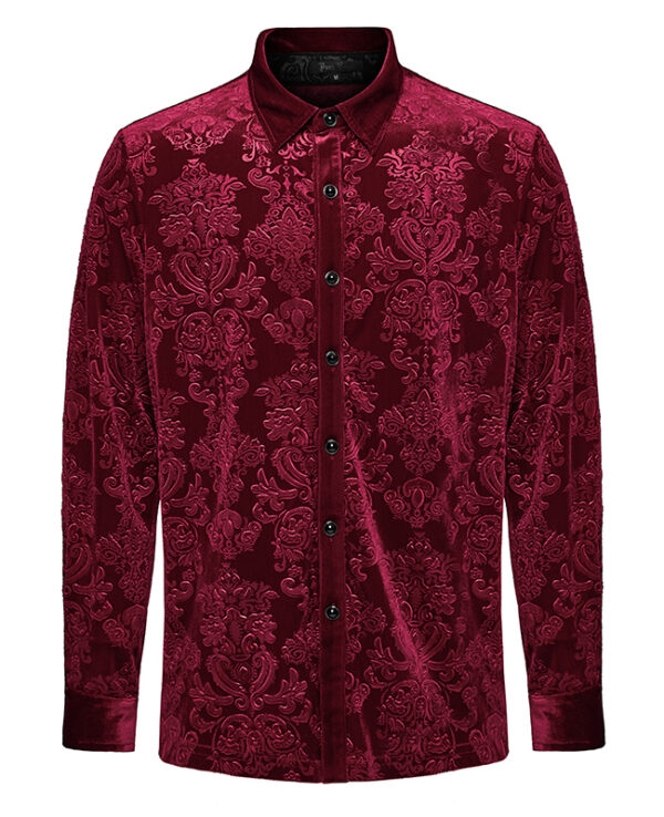 Chemise velours à brocart en relief Rouge