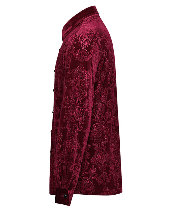 Chemise velours à brocart en relief Rouge