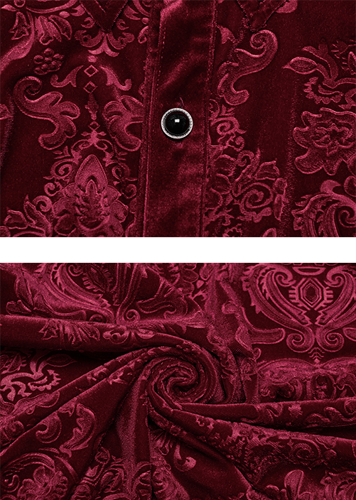 Chemise velours à brocart en relief Rouge
