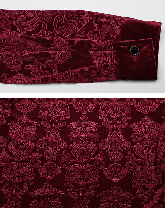 Chemise velours à brocart en relief Rouge