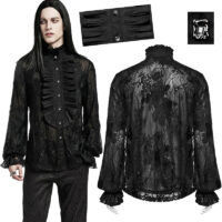 Chemise dentelle à jabot gothique homme Punk Rave WY-1592-BK.