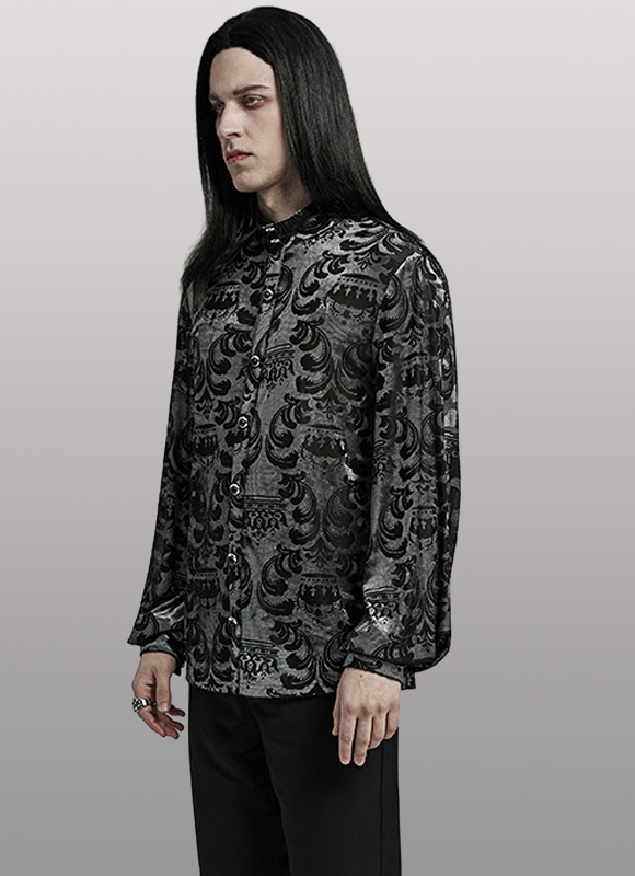 Chemise en velours à motifs en dentelle Argentée Chemise en velours à motifs en dentelle Argentée