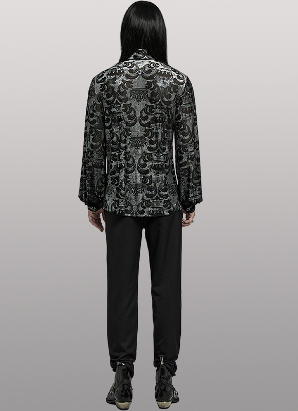 Chemise en velours à motifs en dentelle Argentée Chemise en velours à motifs en dentelle Argentée