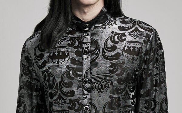 Chemise en velours à motifs en dentelle Argentée Chemise en velours à motifs en dentelle Argentée