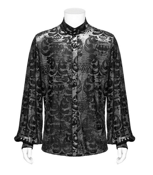 Chemise en velours à motifs en dentelle Argentée Chemise en velours à motifs en dentelle Argentée