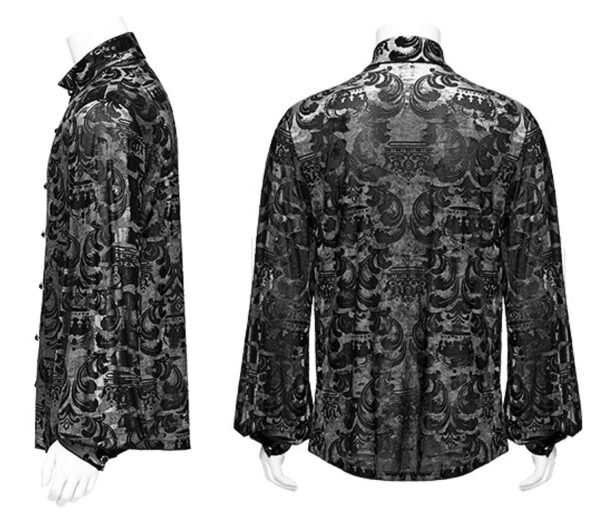 Chemise en velours à motifs en dentelle Argentée Chemise en velours à motifs en dentelle Argentée