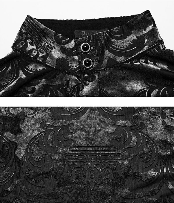 Chemise en velours à motifs en dentelle Argentée Chemise en velours à motifs en dentelle Argentée