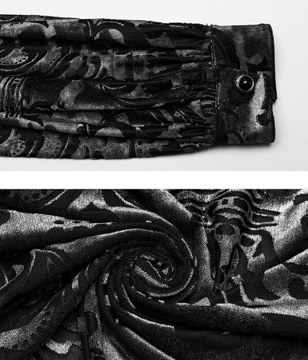 Chemise en velours à motifs en dentelle Argentée Chemise en velours à motifs en dentelle Argentée