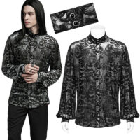 Chemise velours brocart argent gothique homme Punk Rave WY-1595-BK-GY.