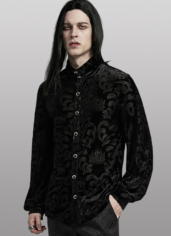 Chemise en velours à motifs en dentelle Noire Chemise en velours à motifs en dentelle Noire