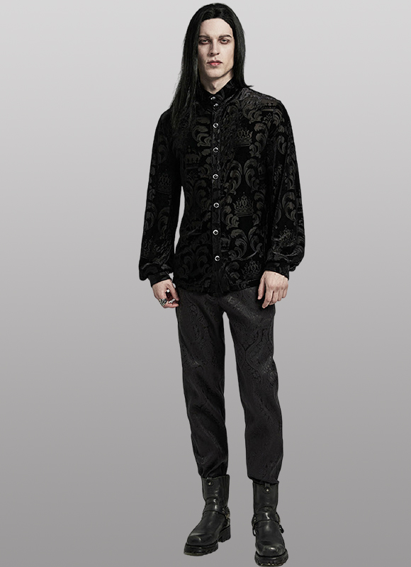 Chemise en velours à motifs en dentelle Noire Chemise en velours à motifs en dentelle Noire
