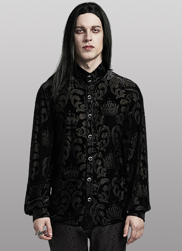 Chemise en velours à motifs en dentelle Noire Chemise en velours à motifs en dentelle Noire