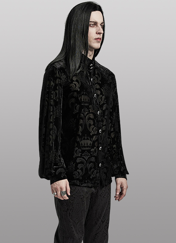 Chemise en velours à motifs en dentelle Noire Chemise en velours à motifs en dentelle Noire