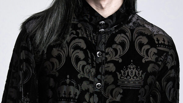 Chemise en velours à motifs en dentelle Noire Chemise en velours à motifs en dentelle Noire