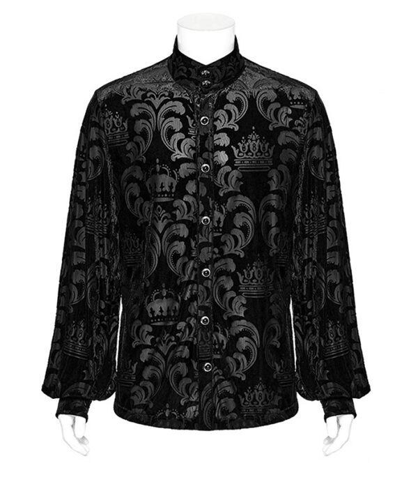 Chemise en velours à motifs en dentelle Noire Chemise en velours à motifs en dentelle Noire