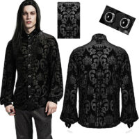 Chemise velours dentelle gothique homme Punk Rave WY-1595-BK.