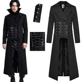 Manteau long à clous et spikes