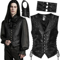 Gilet brocart laçage gothique dandy Punk Rave WY-1623-BK.