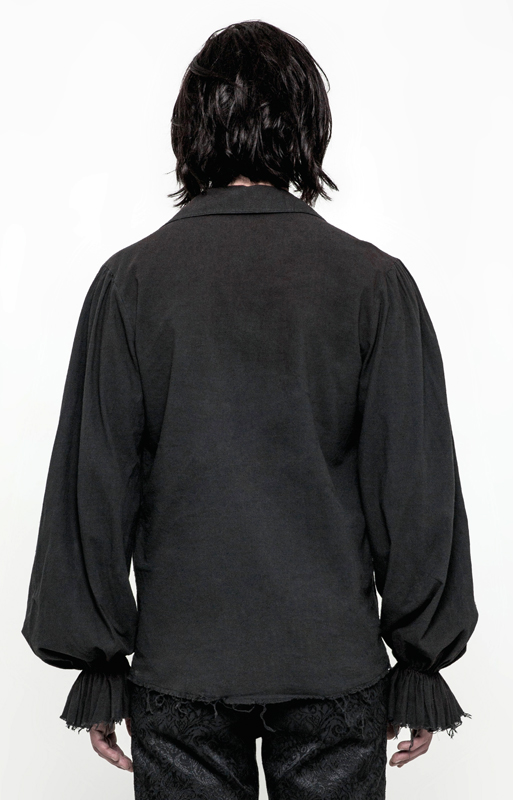 Chemise pirate steampunk à jabot Noire