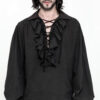 Chemise pirate steampunk à jabot Noire