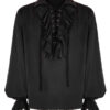 Chemise pirate steampunk à jabot Noire