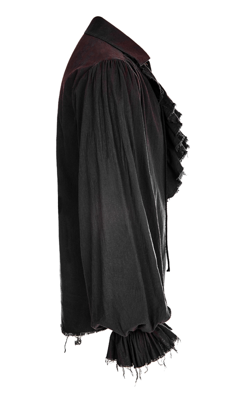 Chemise pirate steampunk à jabot Noire