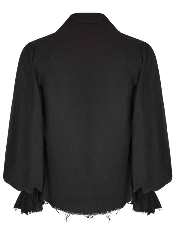 Chemise pirate steampunk à jabot Noire