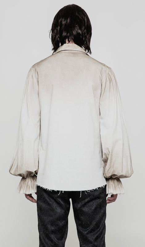 Chemise pirate steampunk à jabot Blanche