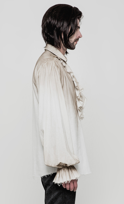 Chemise pirate steampunk à jabot Blanche