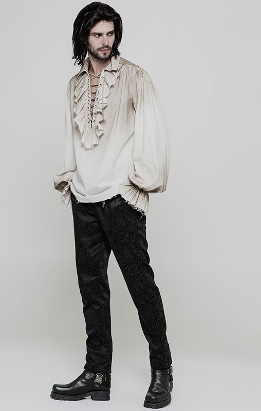 Chemise pirate steampunk à jabot Blanche