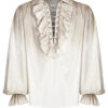 Chemise pirate steampunk à jabot Blanche