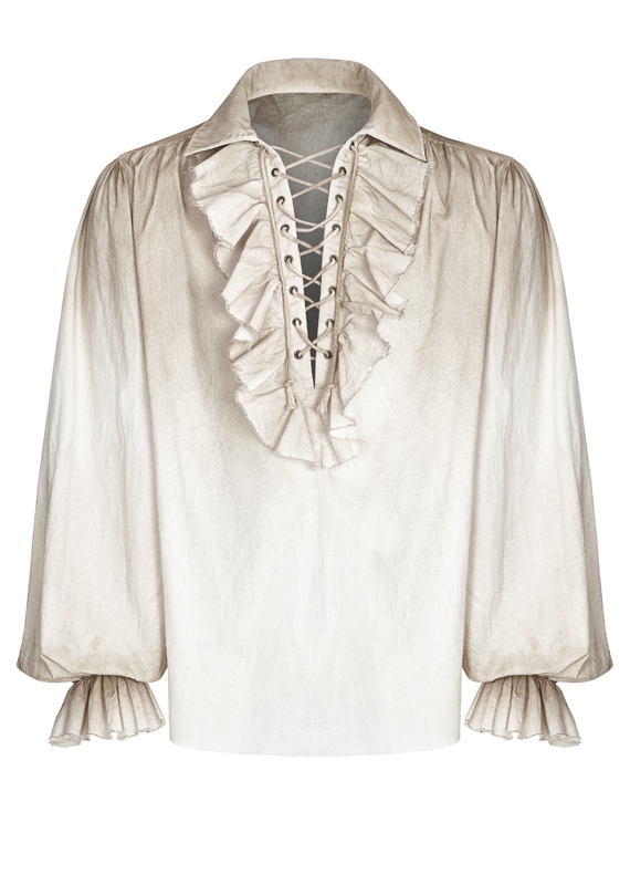 Chemise pirate steampunk à jabot Blanche