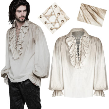 Chemise pirate steampunk à jabot Blanche