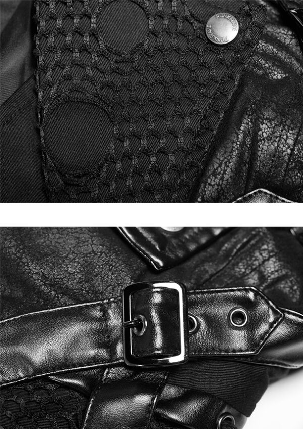 Manteau en faux cuir noir avec laçages