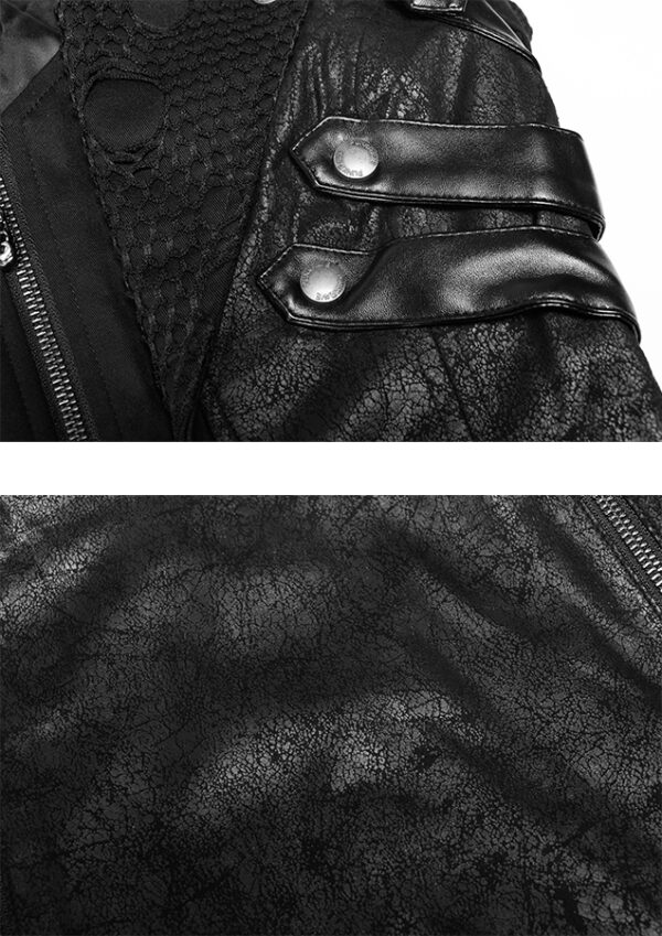 Manteau en faux cuir noir avec laçages