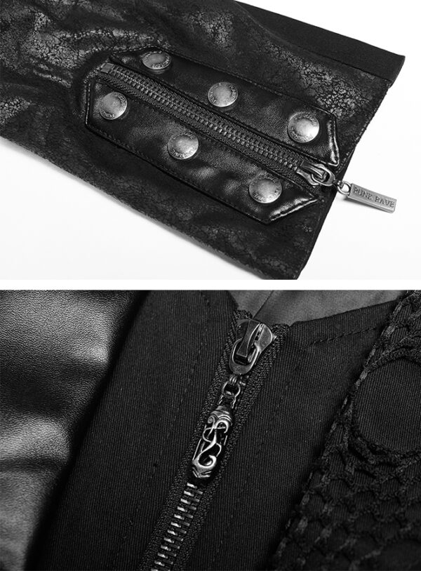 Manteau en faux cuir noir avec laçages