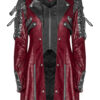 Manteau en faux cuir rouge avec laçages