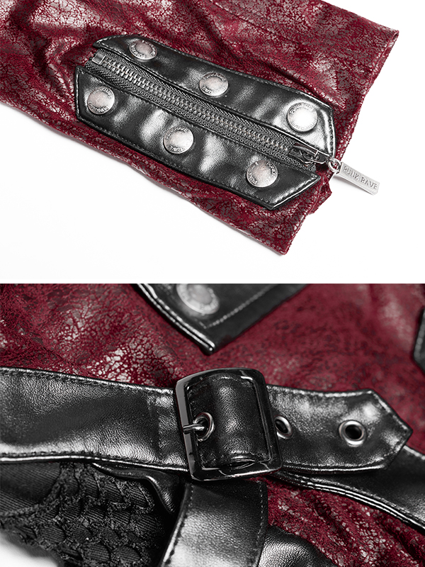 Manteau en faux cuir rouge avec laçages