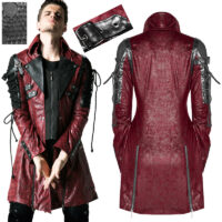 Manteau cuir steampunk gothique homme Punk Rave Y-349-RD.