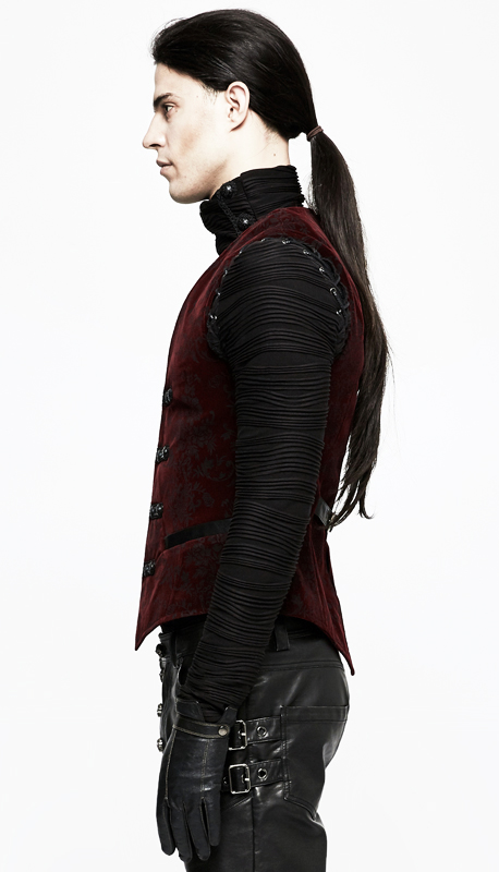 Gilet velours jacquard rouge baroque