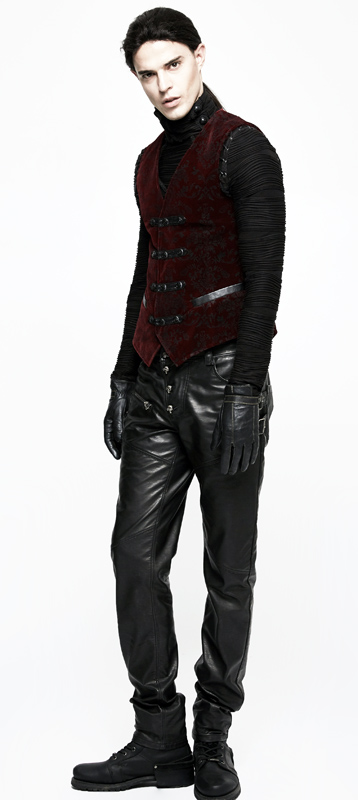 Gilet velours jacquard rouge baroque