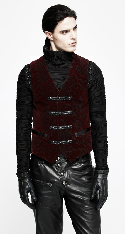 Gilet velours jacquard rouge baroque