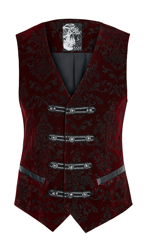 Gilet velours jacquard rouge baroque
