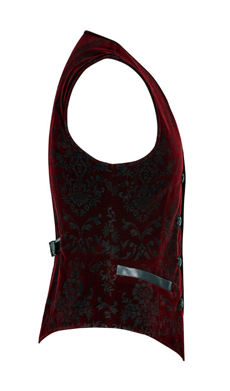 Gilet velours jacquard rouge baroque