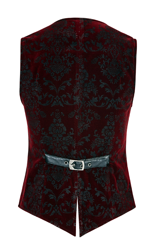 Gilet velours jacquard rouge baroque